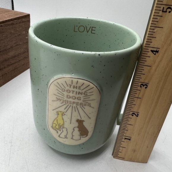 DOTING DOG WHISPERER SPECKLED TEAL GREEN ANTHROPOLOGIE MUG LOVE NEW - Picture 13 of 13
